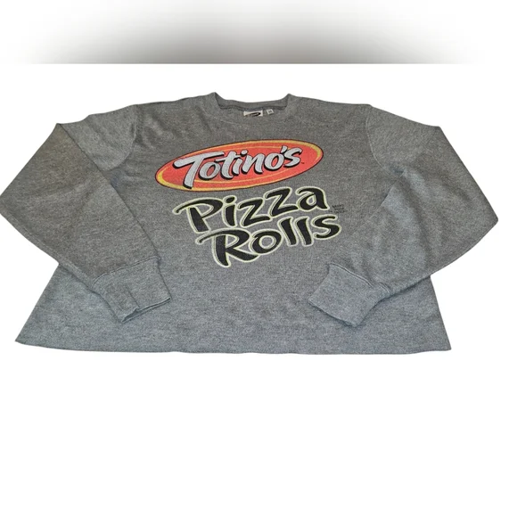 Mad Engine Inc. Totino Pizza Rolls Sweat Shirt Size XS Color Grey - Picture 1 of 7